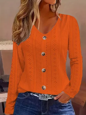 V-Neck Long Sleeve Blouse