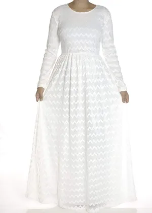 White Chevron Lace dress