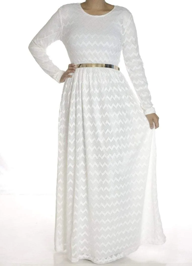 White Chevron Lace dress