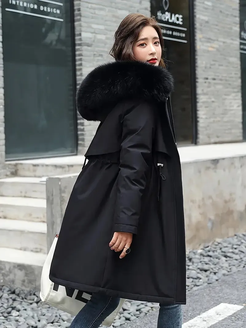 Winterparka voor dames met afneembaar imitatiebont - Warm en dik