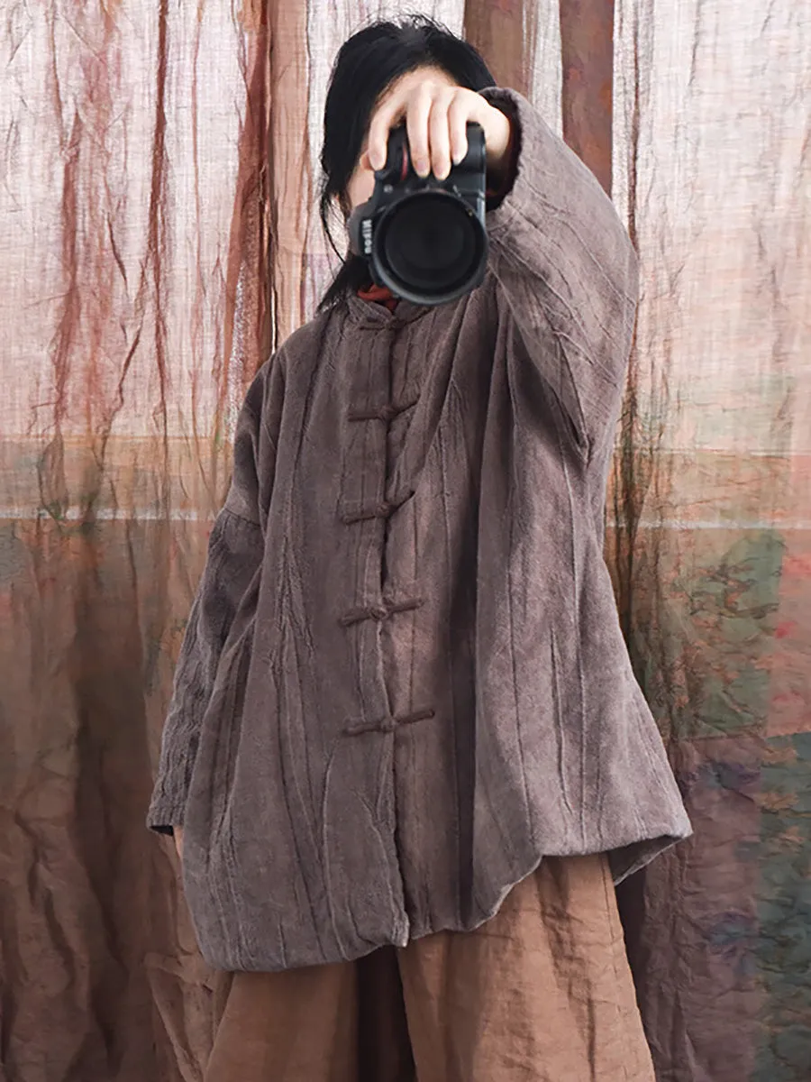 Women Winter Retro Warm Linen Coat