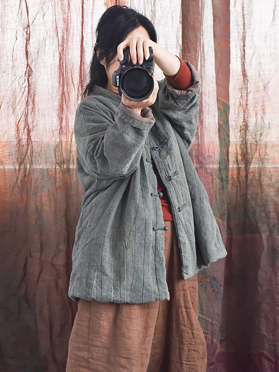 Women Winter Retro Warm Linen Coat
