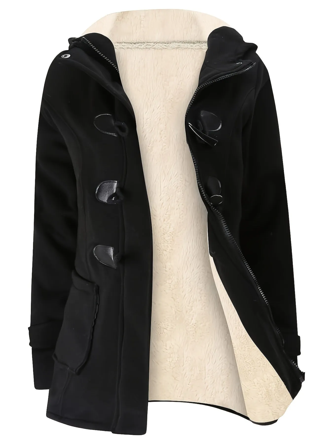 Women's Fashion Jacket Duffel Button Coat Hooded Winter Warm Jacket Sweatshirt