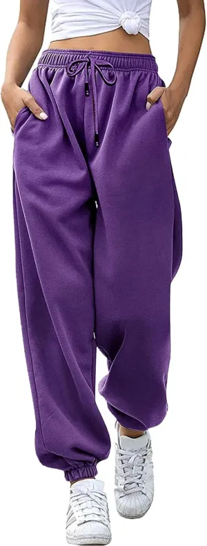 Women's Linen Blend Summer Loose Pants Low Waist Baggy Stretchy Loose Fit Pant Trousers Trendy