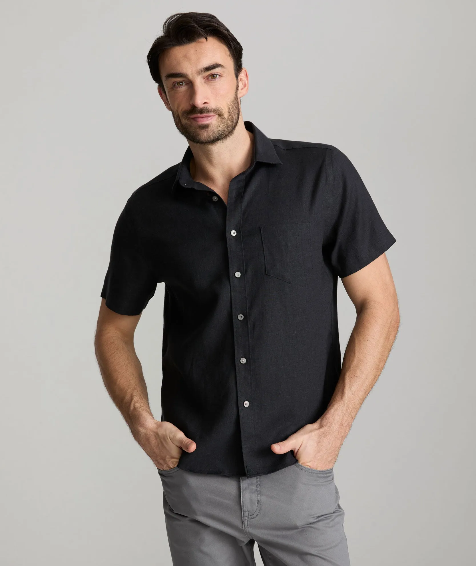 Wrinkle-Resistant Linen Short Sleeve Cameron Shirt